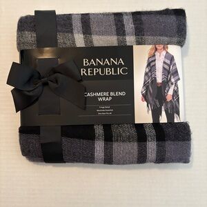 Banana Republic Black and Gray Cashmere Blend Wrap